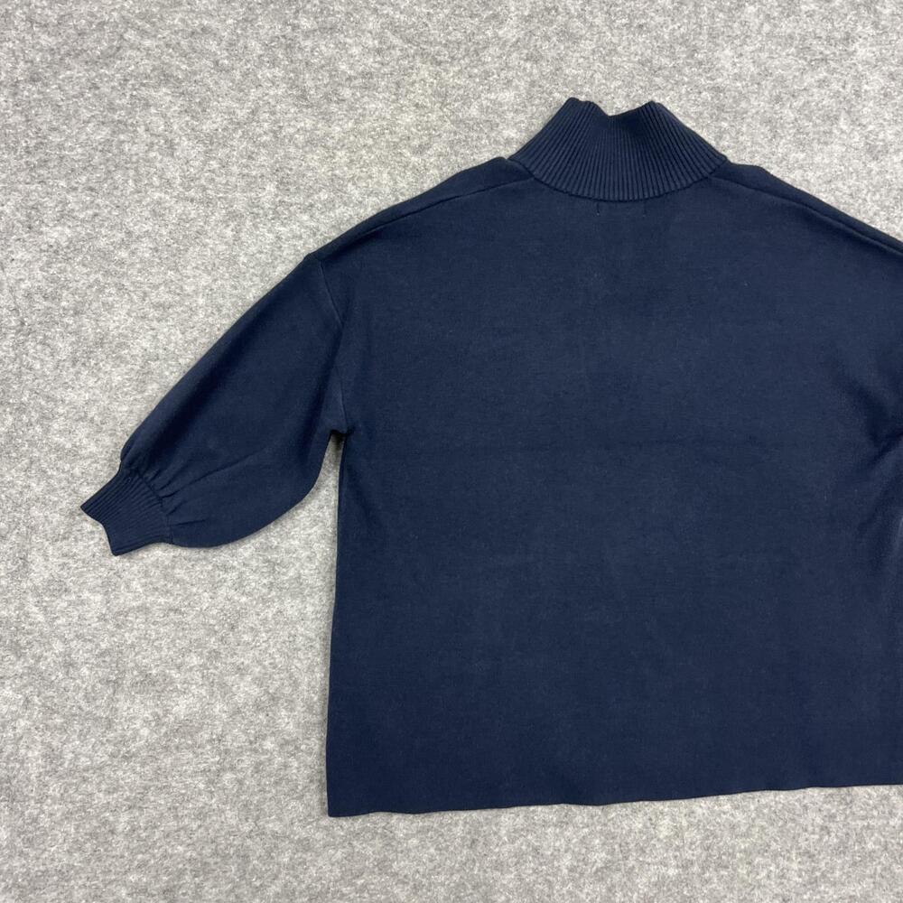 AVARA Sweater Womens M Blue V Neck Pullover Puff 3/4 Sleeve Relaxed Preppy - Picture 10 of 15